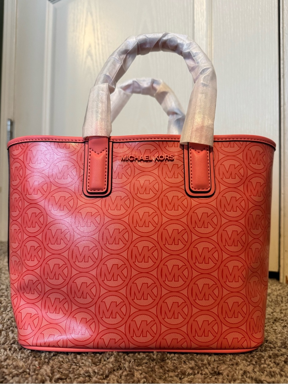 Michael Kors Coral Logo-Embossed Tote